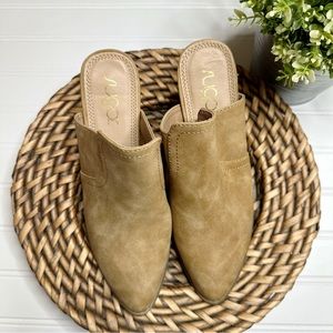 Sugar Tan Suede slide Heels Booties